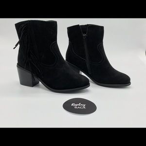 Lane Bryant Suede Fray Block Heel Ankle Boots